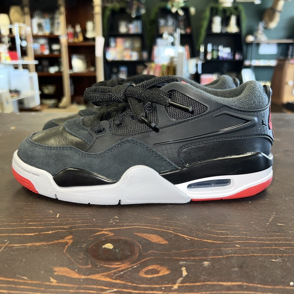 Air Jordan 4 RM Black & Red Sneakers Size 4Y/5.5W, FQ7938-004 Bred Colorway